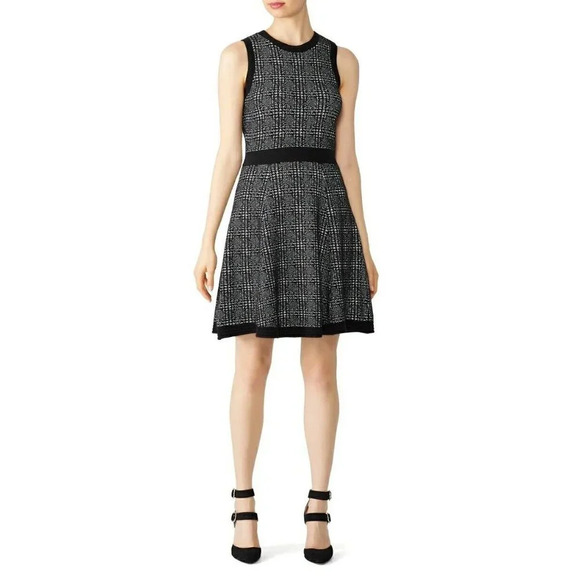 kate spade Dresses & Skirts - Kate Spade Out West Sleeveless Mod Plaid Sweater Dress Black/White Size XS